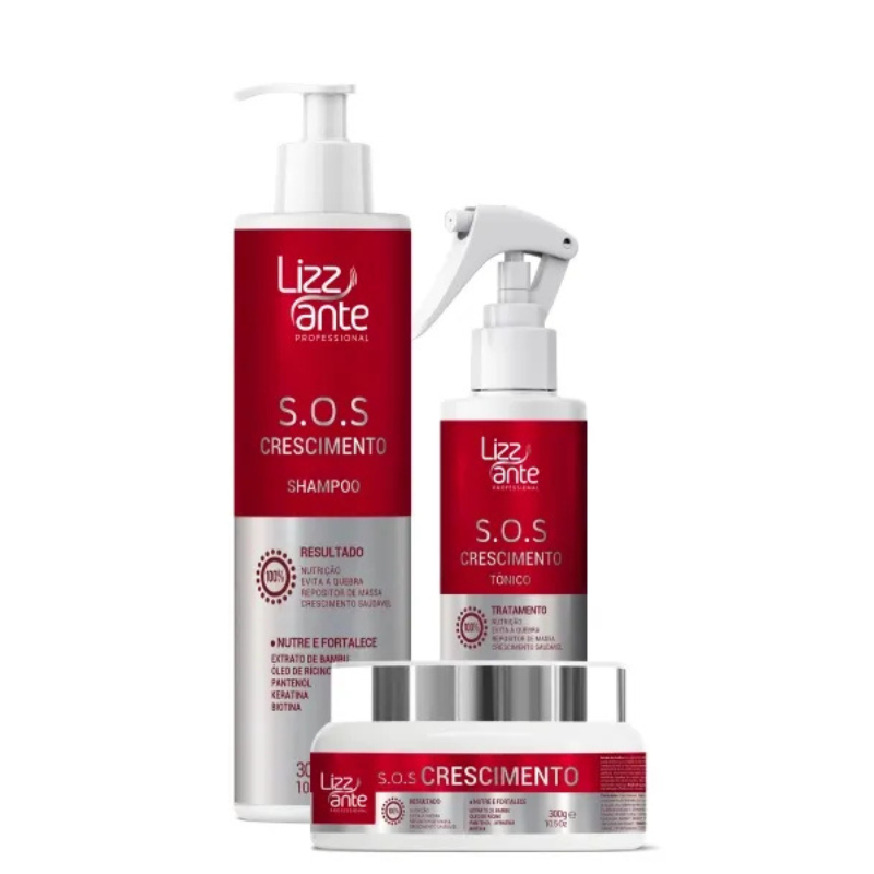 Kit Capilar Sos Crescimento Shampoo e Tônico Fortalecedor com Biotina e Óleo de Rícino